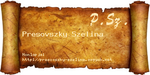 Presovszky Szelina névjegykártya
